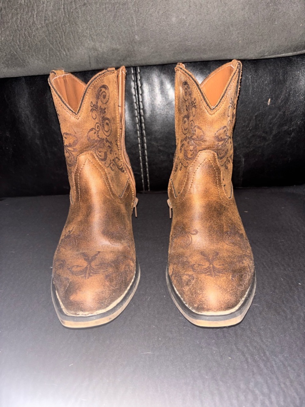 Roper Brown Leather Western Pull-On Boots